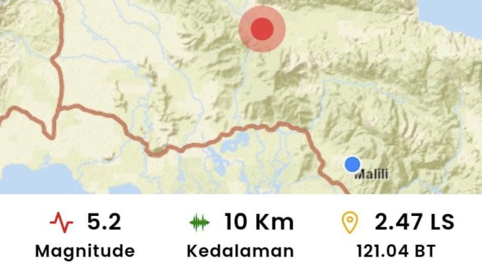 Gempa Bumi Magnitudo 5,2 Guncang Luwu Timur, Sulawesi Selatan