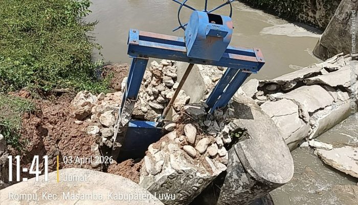Pintu Saluran Irigasi di Luwu Utara Ambruk, Petani Terdampak – Warga Pertanyakan Kualitas Proyek