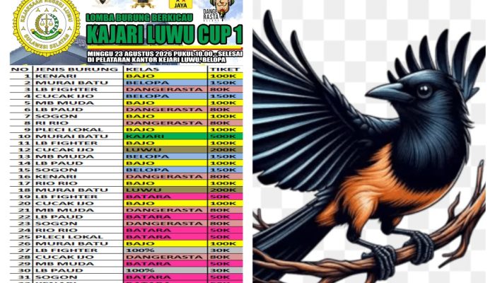 Kajari Luwu Meriahkan HUT RI Dengan Lomba Burung Berkicau, Diikuti 34 Kelas
